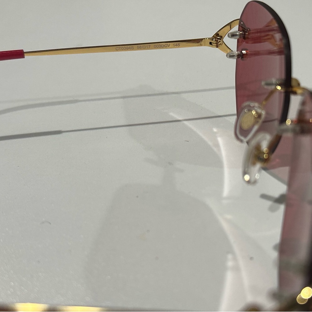 Cartier Geometric Frame Sunglasses Pink / Red BRAND NEW - Picture 10 of 11